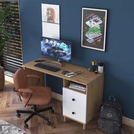 Hanah Home HA109 - 2633 Escritorio de estudio Nogal y Blanco